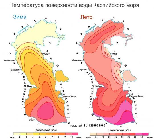 Температура Каспийского моря